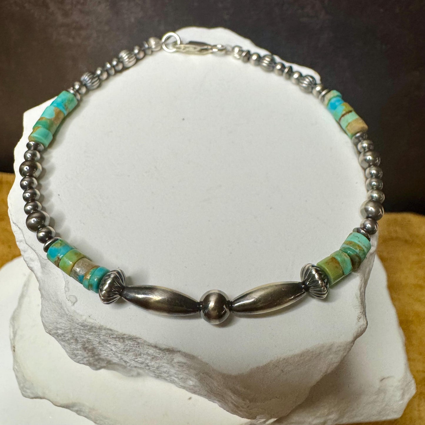 Navajo Pearl Turquoise Anklet, Sterling Silver Anklet, Boho Anklet, Southwest Jewelry, Summer Jewelry