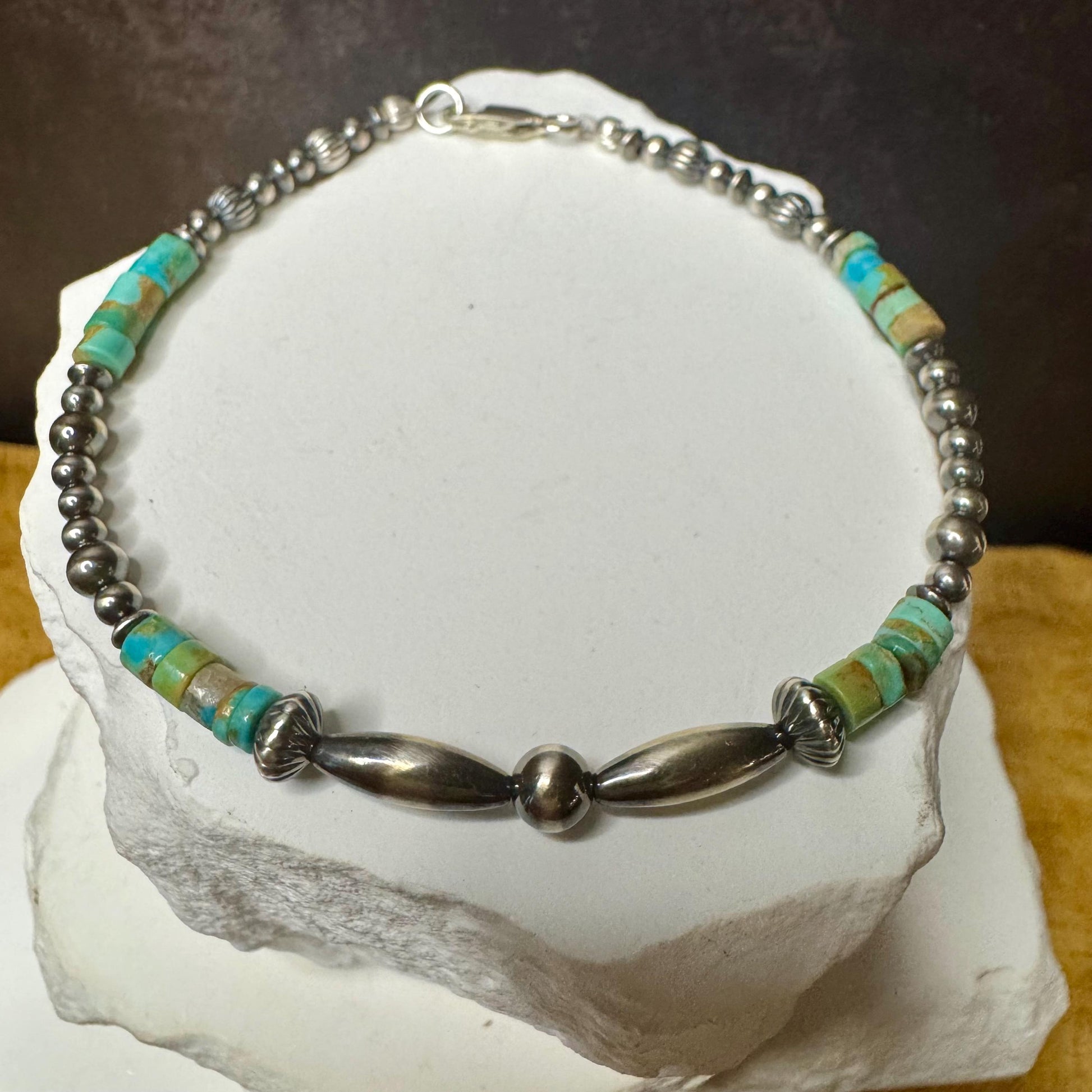 Navajo Pearl Turquoise Anklet, Sterling Silver Anklet, Boho Anklet, Southwest Jewelry, Summer Jewelry