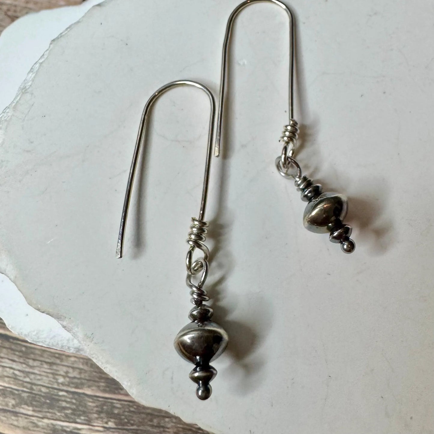 Navajo pearl drop dangle sterling silver earrings
