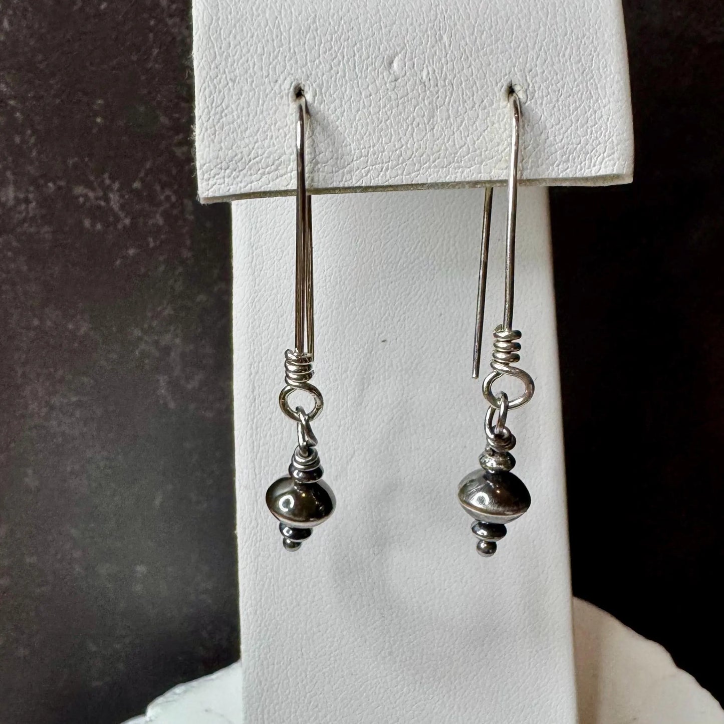 Navajo pearl drop dangle sterling silver earrings
