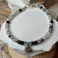 Rainbow Moonstone with Black Tourmaline and Onyx Evil Eye Anklet, Sterling Silver Beaded Gemstone Ankle Bracelet, Evil Eye Charm Anklet
