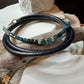 Leather Wrap Bracelet, Tourmaline Paraiba Blue Bracelet, Gemstone Wrap Bracelet, Beaded Wrap Bracelet,