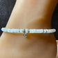 Mother of pearl sterling silver ankle bracelet with heart charm / ankle bracelet