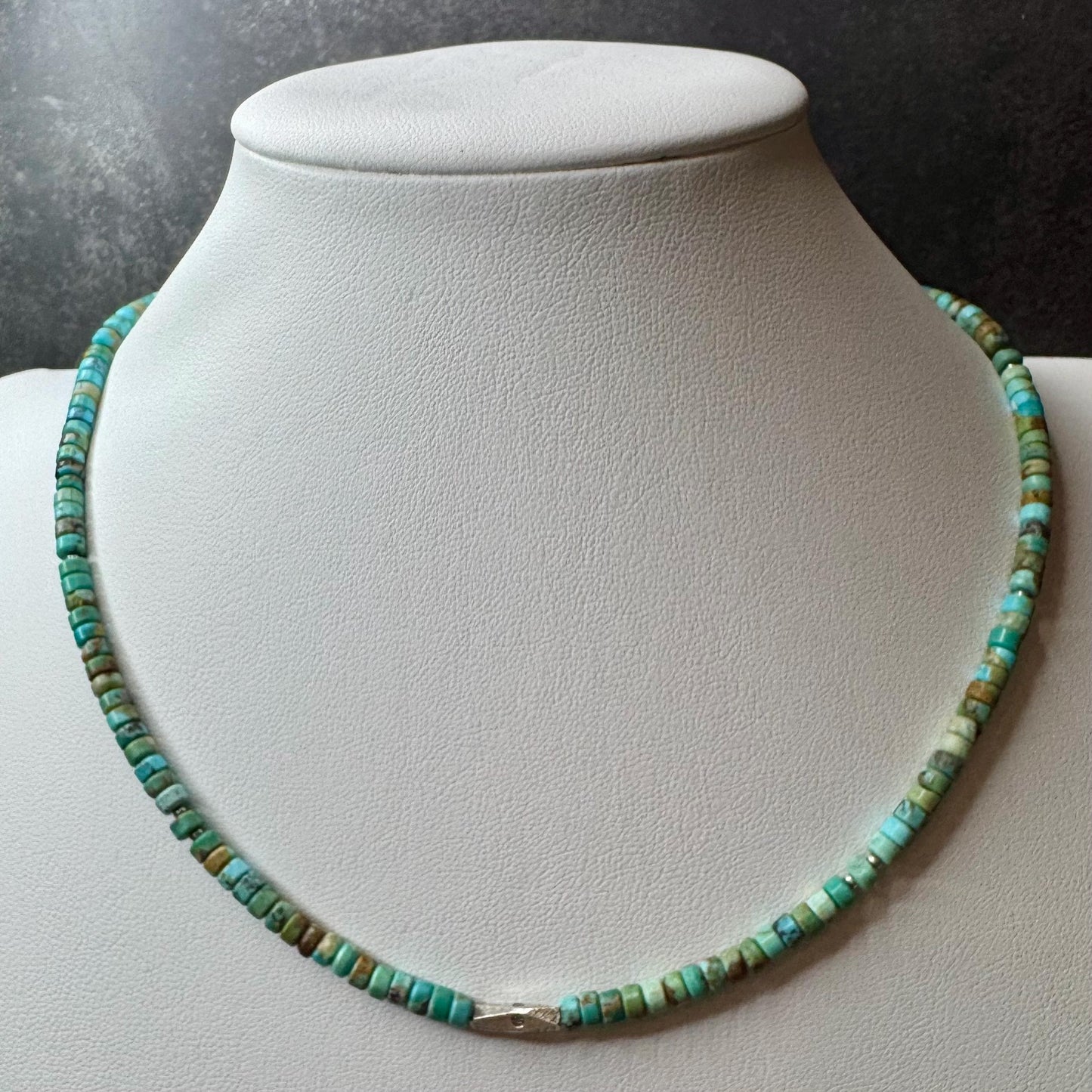 Turquoise and Sterling Silver Necklace, Choker Necklace, Boho Necklace, Turquoise Jewelry, Silver Choker, Gift for Men or Women