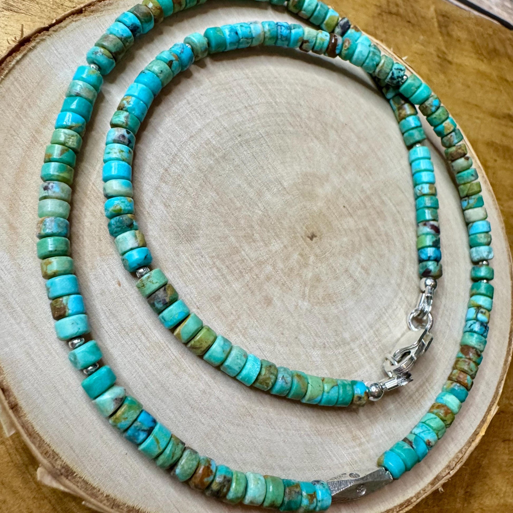 Turquoise and Sterling Silver Necklace, Choker Necklace, Boho Necklace, Turquoise Jewelry, Silver Choker, Gift for Men or Women