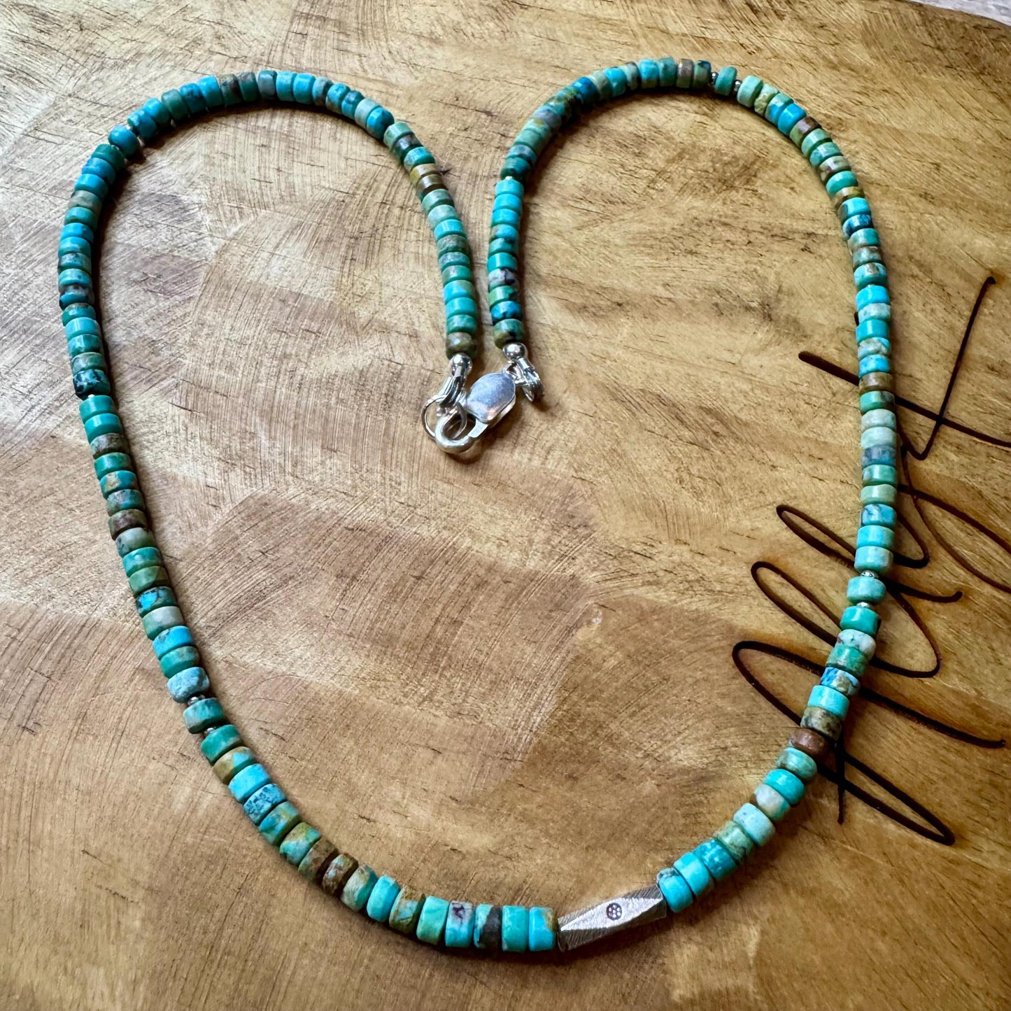 Turquoise and Sterling Silver Necklace, Choker Necklace, Boho Necklace, Turquoise Jewelry, Silver Choker, Gift for Men or Women