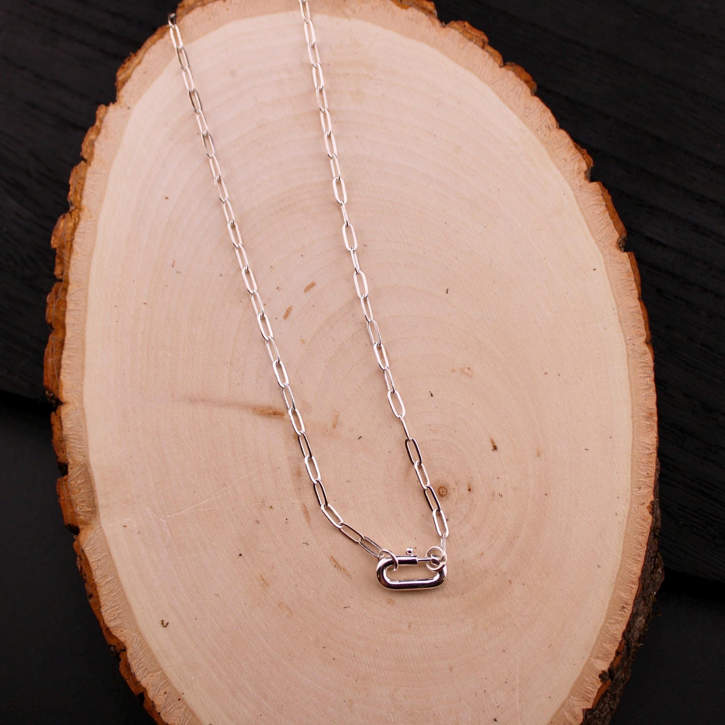 Paperclip Chain Necklace with Charms and Gemstone, Carabiner necklace, Personalized Gift