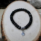 Stretch Obsidian Gemstone Bracelet with Sterling Silver Paw Print Charm, Stretch Bracelet, Pet Lover's Jewelry, Handmade Gift