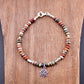 Sterling Silver Red Creek Picasso Jasper Gemstone Bracelet with Lotus Flower Charm, Sterling Silver Beaded Charm Bracelet