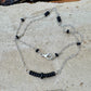 Sterling Silver Cable Chain with Black Onyx Bar Gemstone Spacer Necklace, Onyx Jewelry, Unique Gemstone Beaded Chain Necklace