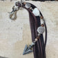 Tribal Sun Charm, White Turquoise Magnesite Heart Leather Purse Tassel, Southwestern Tassel, Heart Keychain, Leather Handbag Accessory