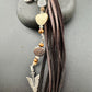 Tribal Sun Charm, White Turquoise Magnesite Heart Leather Purse Tassel, Southwestern Tassel, Heart Keychain, Leather Handbag Accessory