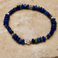 Stretch Lapis Bracelet with Sterling Silver Evil Eye Charm, Stretch Bracelet, Natural Gemstone Jewelry, Handmade Gift