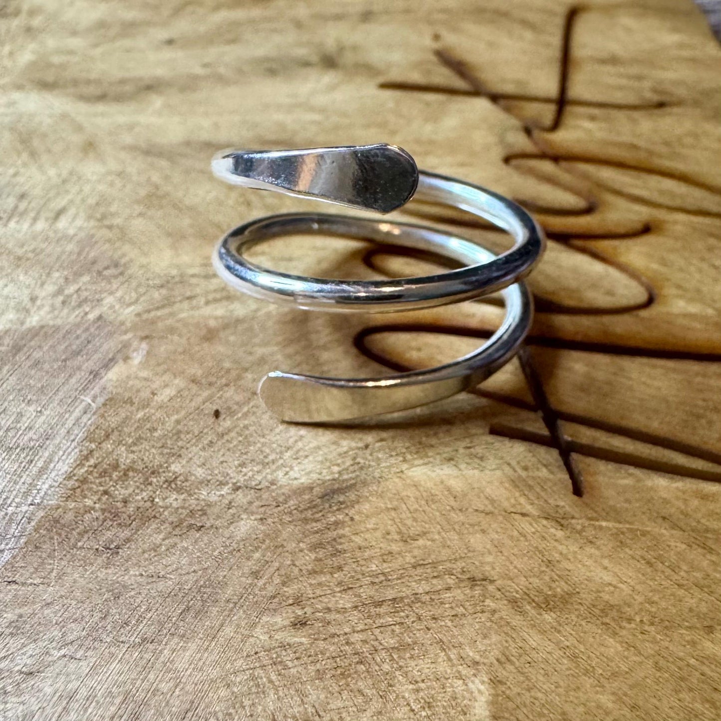 Sterling Silver Double Coil Ring: Handmade Thumb Ring