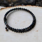 Australian Black Opal Double Wrap Carbon Steel Memory Wire Bracelet, Gemstone Jewelry, Stretch Bracelet