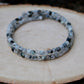 Rainbow Moonstone with Black Tourmaline Double Wrap Carbon Steel Memory Wire Bracelet, Gemstone Jewelry, Stretch Bracelet