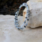 Rainbow Moonstone with Black Tourmaline Double Wrap Carbon Steel Memory Wire Bracelet, Gemstone Jewelry, Stretch Bracelet