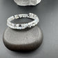 Rainbow Moonstone with Black Tourmaline Double Wrap Carbon Steel Memory Wire Bracelet, Gemstone Jewelry, Stretch Bracelet