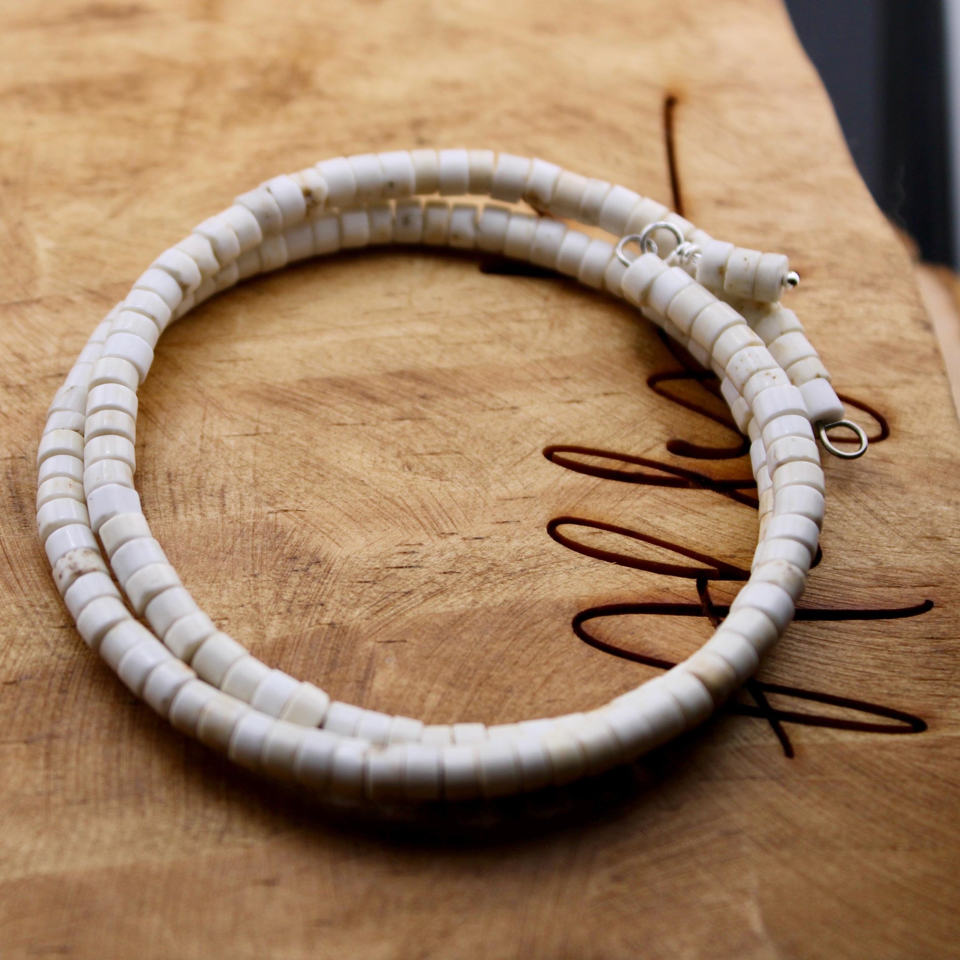 White Turquoise Double Wrap Carbon Steel Memory Wire Bracelet, Gemstone Jewelry, Stretch Bracelet