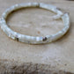 Mother of Pearl Bracelet, Double Wrap Carbon Steel Memory Wire Bracelet, Gemstone Charm Bracelet, Stretch Bracelet