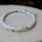 Mother of Pearl Bracelet, Double Wrap Carbon Steel Memory Wire Bracelet, Gemstone Charm Bracelet, Stretch Bracelet
