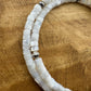 Mother of Pearl Bracelet, Double Wrap Carbon Steel Memory Wire Bracelet, Gemstone Charm Bracelet, Stretch Bracelet