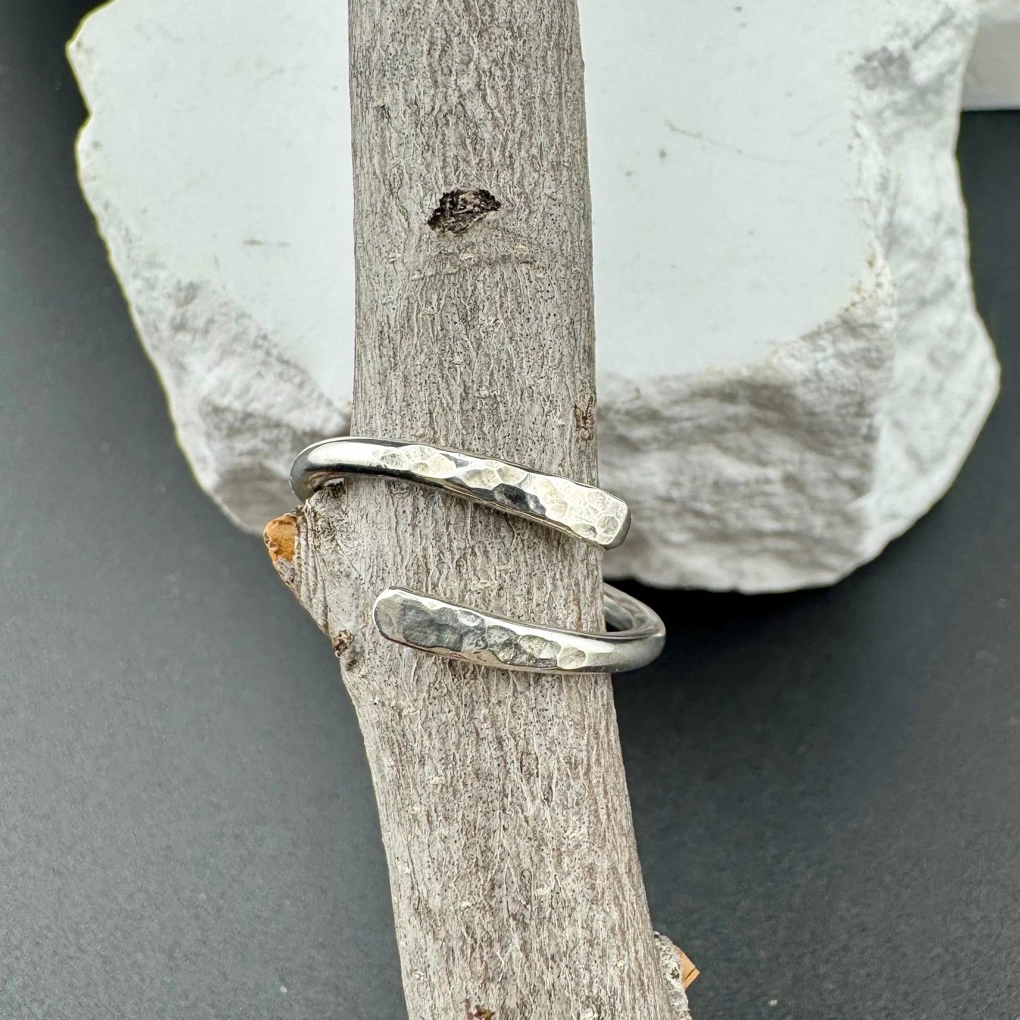 Minimal Style Bypass Coil Ring - Adjustable Thumb Sterling Silver Ring