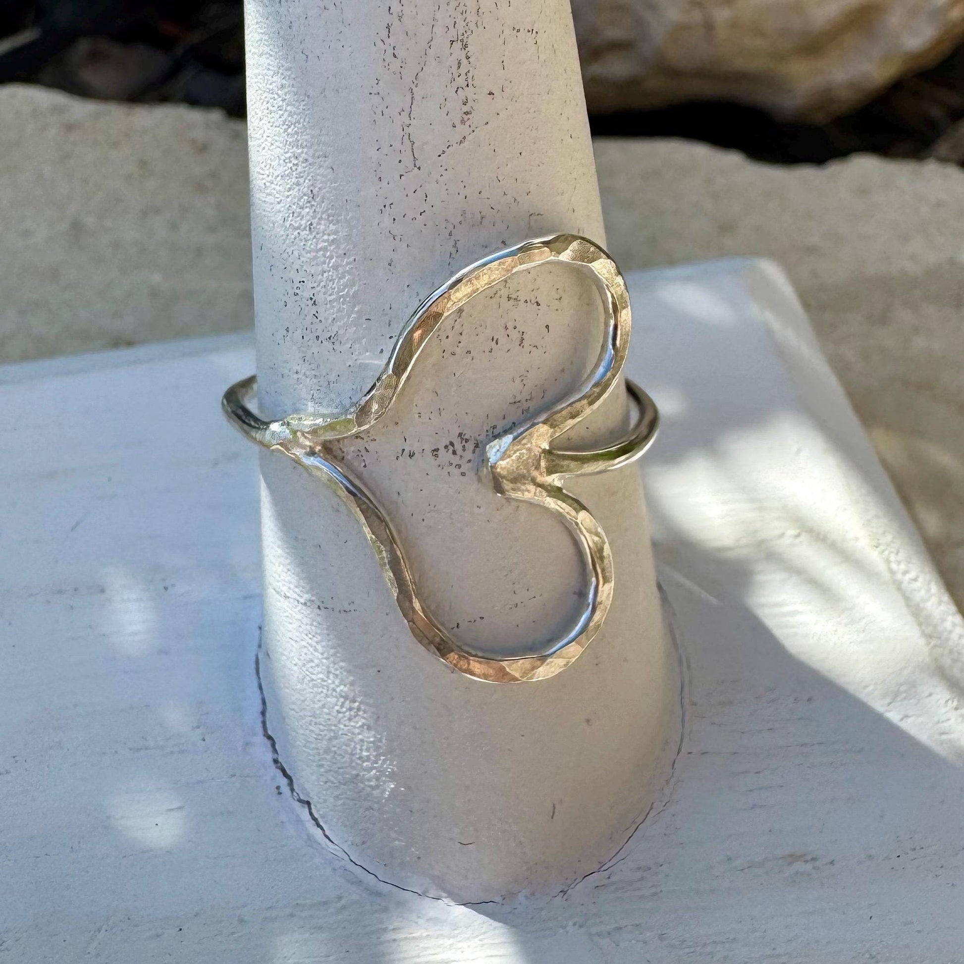 Sterling Silver Heart Ring, Thumb Ring, Sideways Heart Ring, Homemade Ring, Minimal Style, Statement Ring