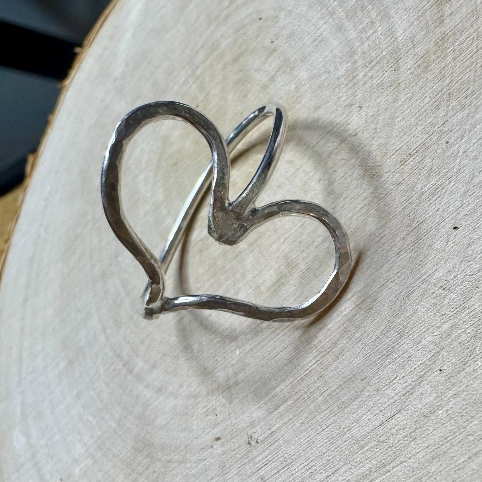 Sterling Silver Heart Ring, Thumb Ring, Sideways Heart Ring, Homemade Ring, Minimal Style, Statement Ring
