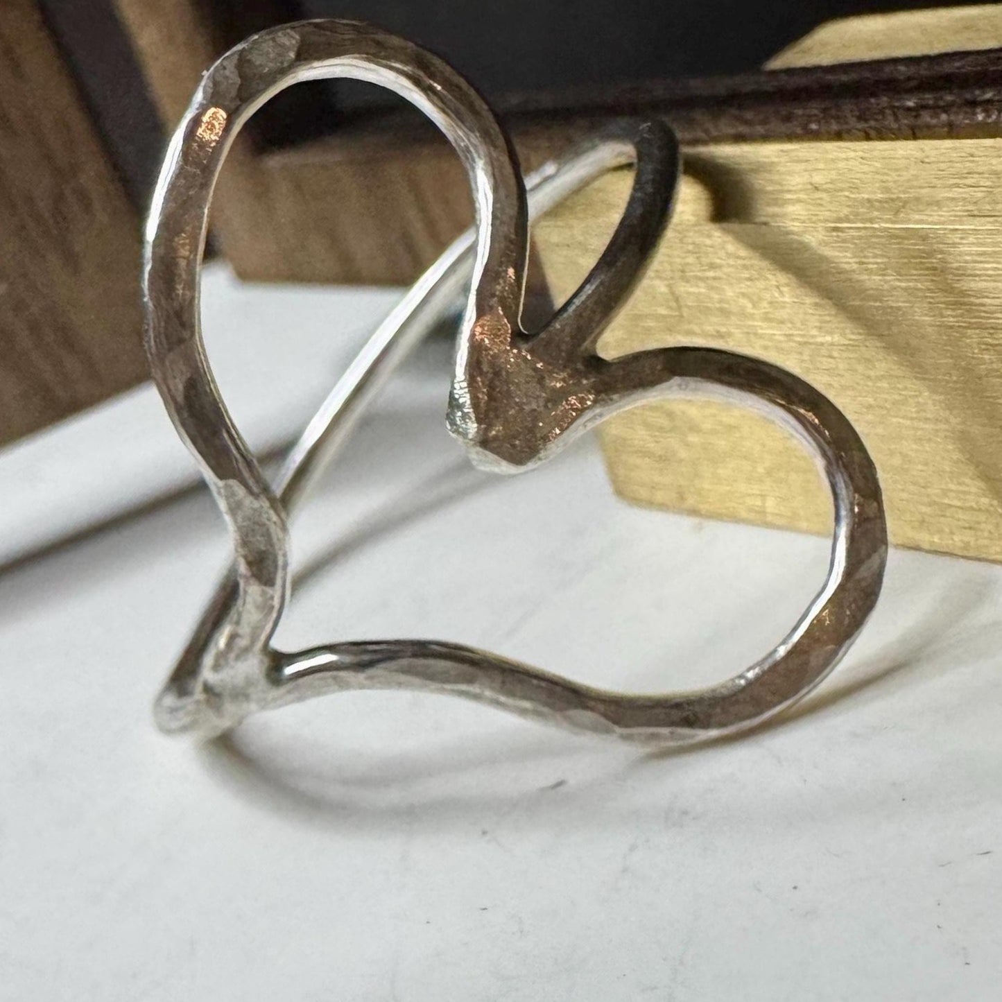 Sterling Silver Heart Ring, Thumb Ring, Sideways Heart Ring, Homemade Ring, Minimal Style, Statement Ring