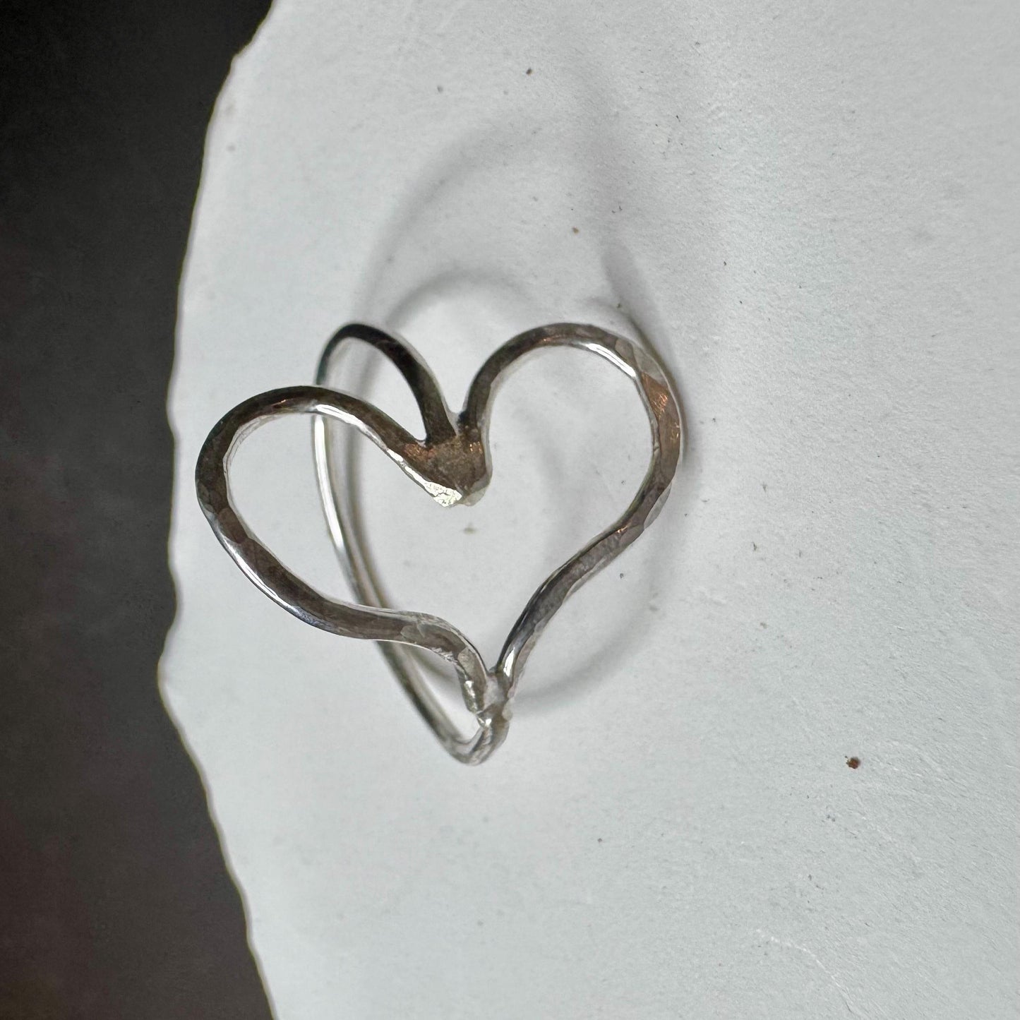Sterling Silver Heart Ring, Thumb Ring, Sideways Heart Ring, Homemade Ring, Minimal Style, Statement Ring