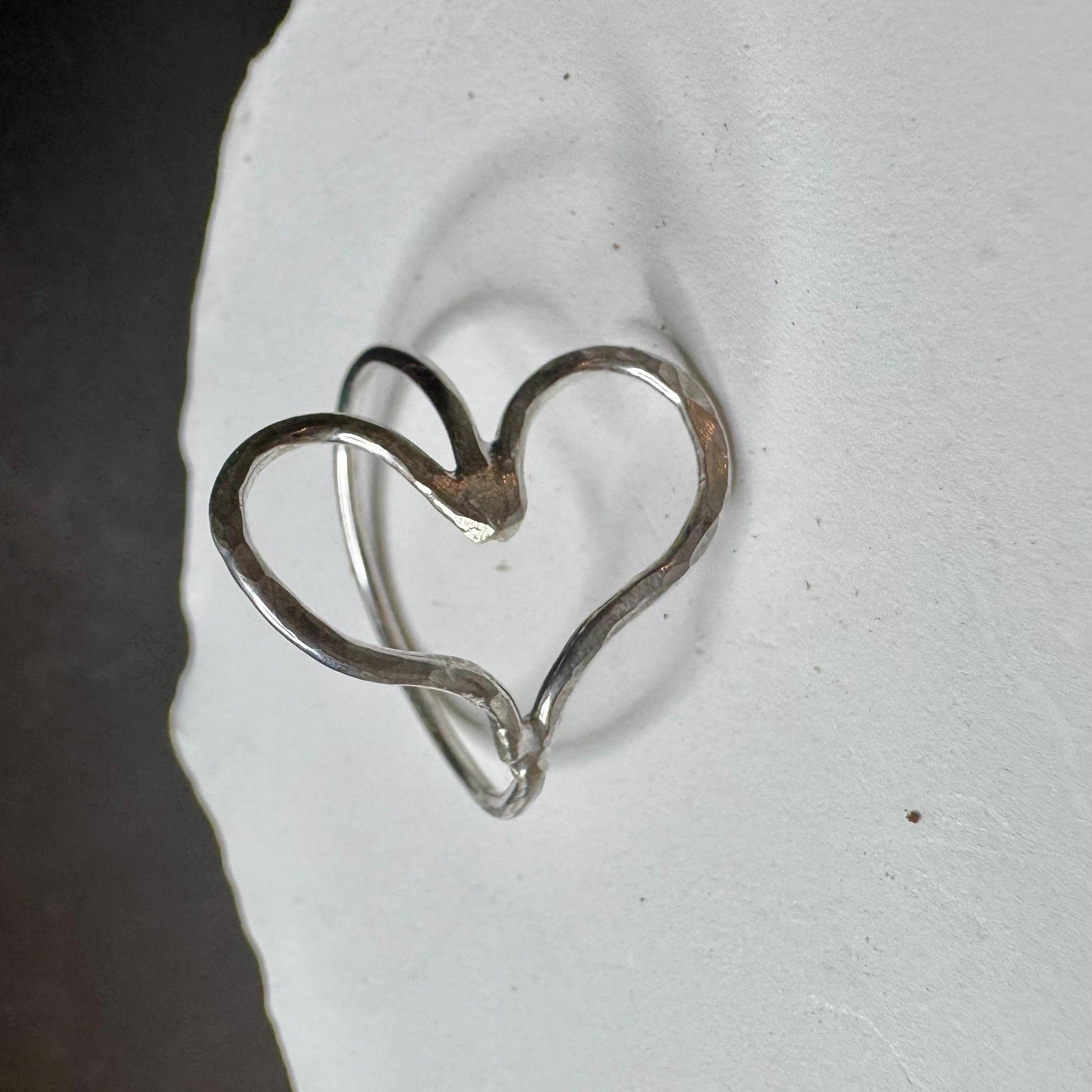 Sterling Silver Heart Ring, Thumb Ring, Sideways Heart Ring, Homemade Ring, Minimal Style, Statement Ring
