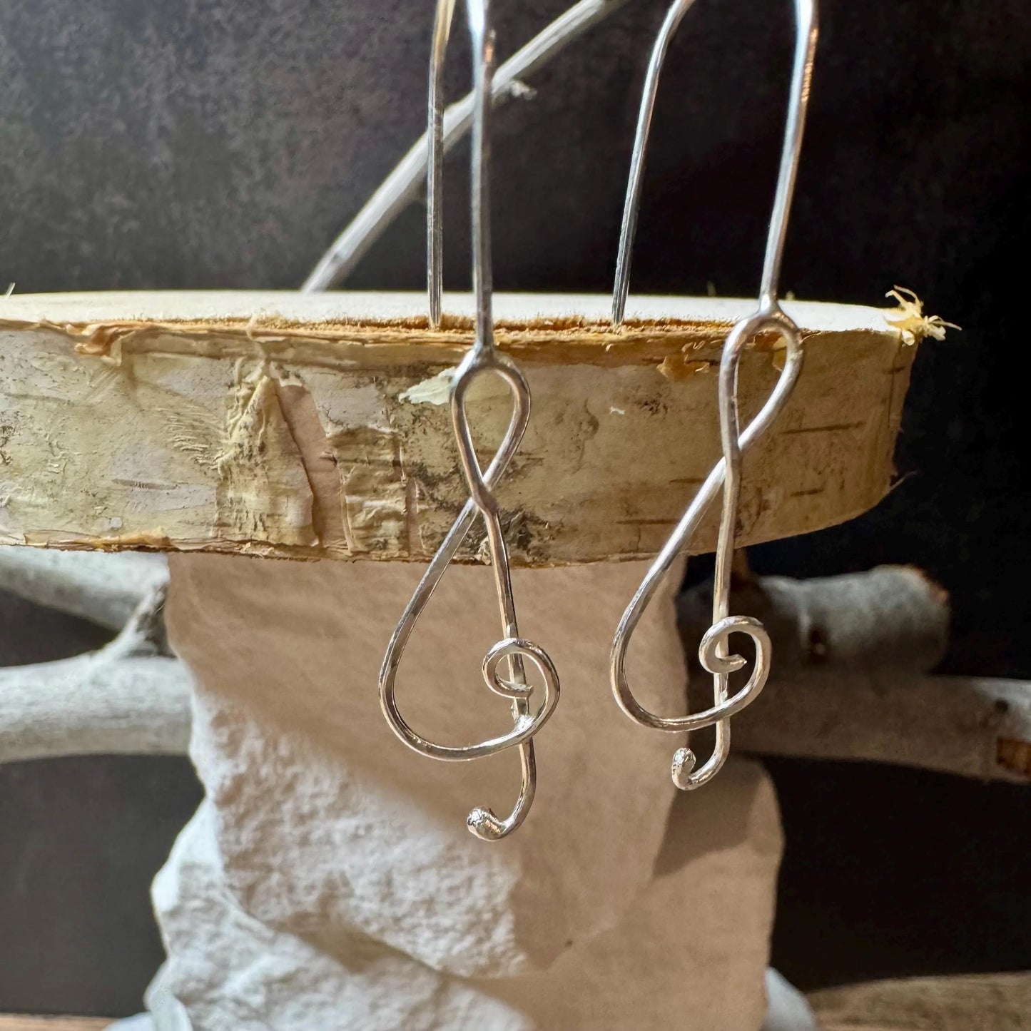 Sterling Silver Treble Clef Dangle Earrings – Unique Seamless Design (20g or 18g Option)