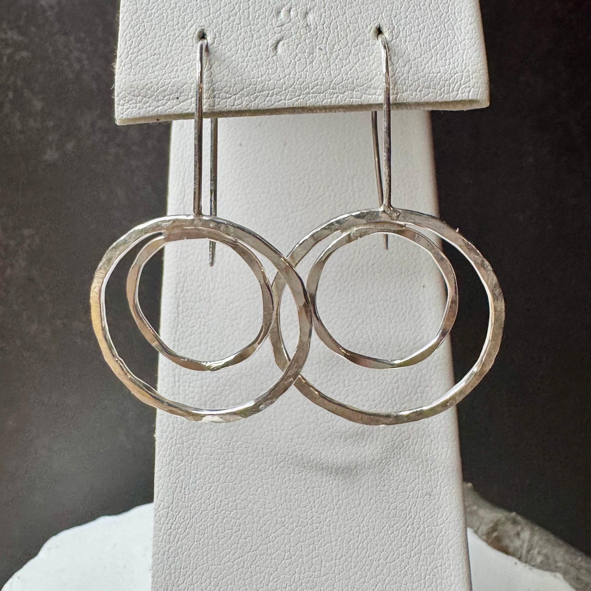 Handmade Seamless Double Circle Sterling Silver Earrings, Custom Sterling Earrings, Minimalist Earrings, Gift for Her