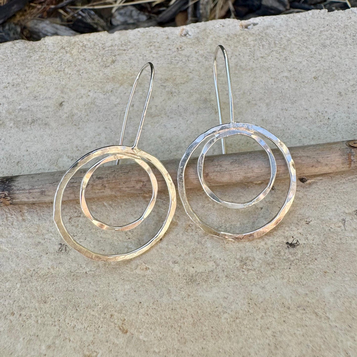 Handmade Seamless Double Circle Sterling Silver Earrings, Custom Sterling Earrings, Minimalist Earrings, Gift for Her