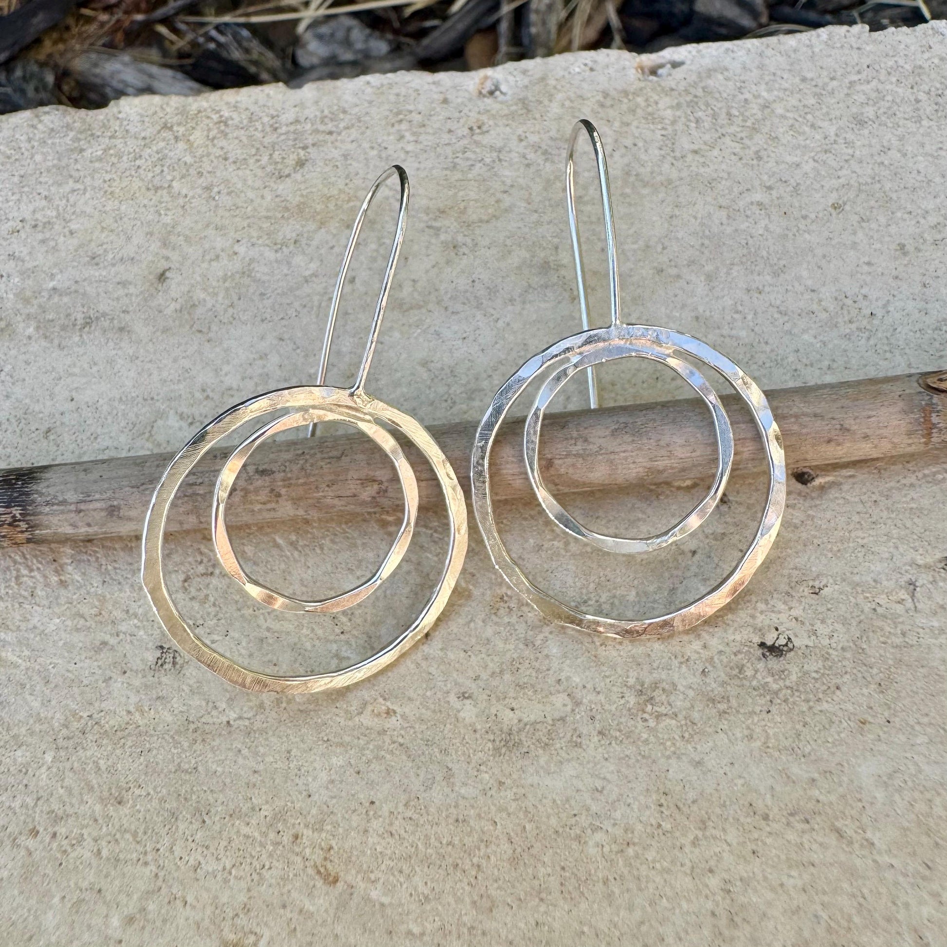Handmade Seamless Double Circle Sterling Silver Earrings, Custom Sterling Earrings, Minimalist Earrings, Gift for Her