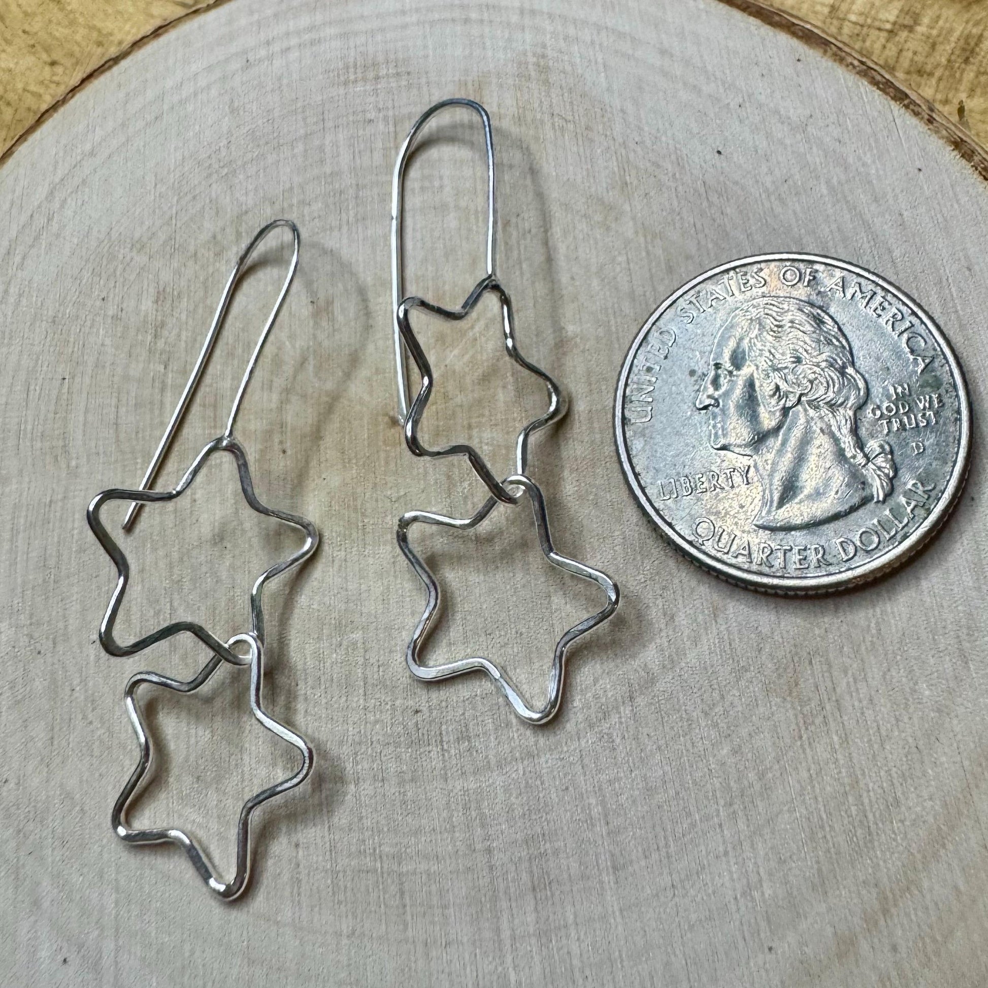 Handmade Seamless Star Sterling Silver Earrings, Custom Star Earrings, Celestial Jewelry, Gift for Her