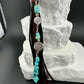 Tribal Sun Charm, Raw Turquoise Pebble Stone Purse Tassel, Southwestern Tassel, Turquoise Keychain, Leather Handbag Accessory