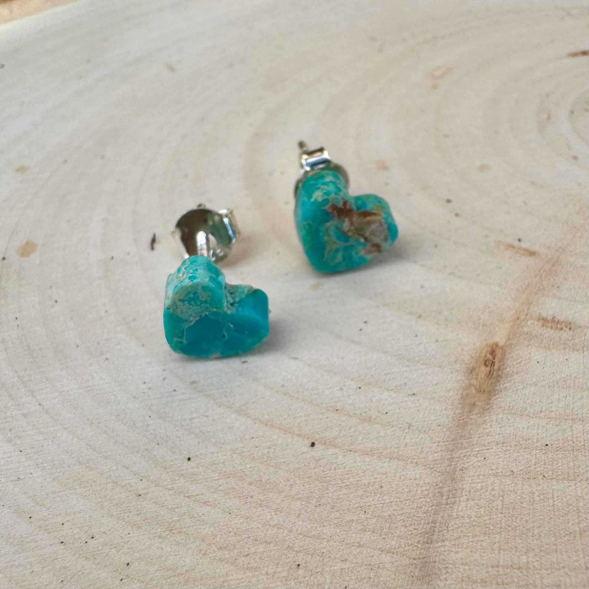 Kingman Turquoise Heart Stud Earrings, Sterling Silver Post Earrings, Minimalist Jewelry, Dainty Earrings, Gift Idea