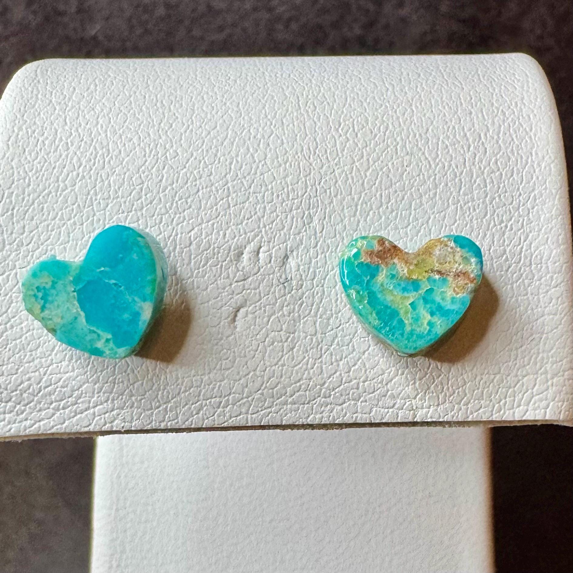 Kingman Turquoise Heart Stud Earrings, Sterling Silver Post Earrings, Minimalist Jewelry, Dainty Earrings, Gift Idea