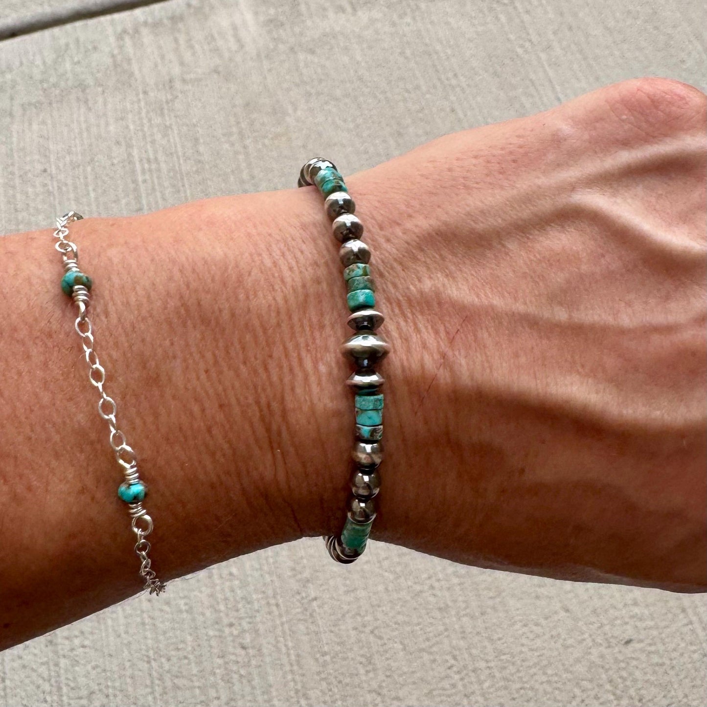 Sterling Silver Navajo Pearl & Turquoise Bracelet – Southwest Bohemian Jewelry