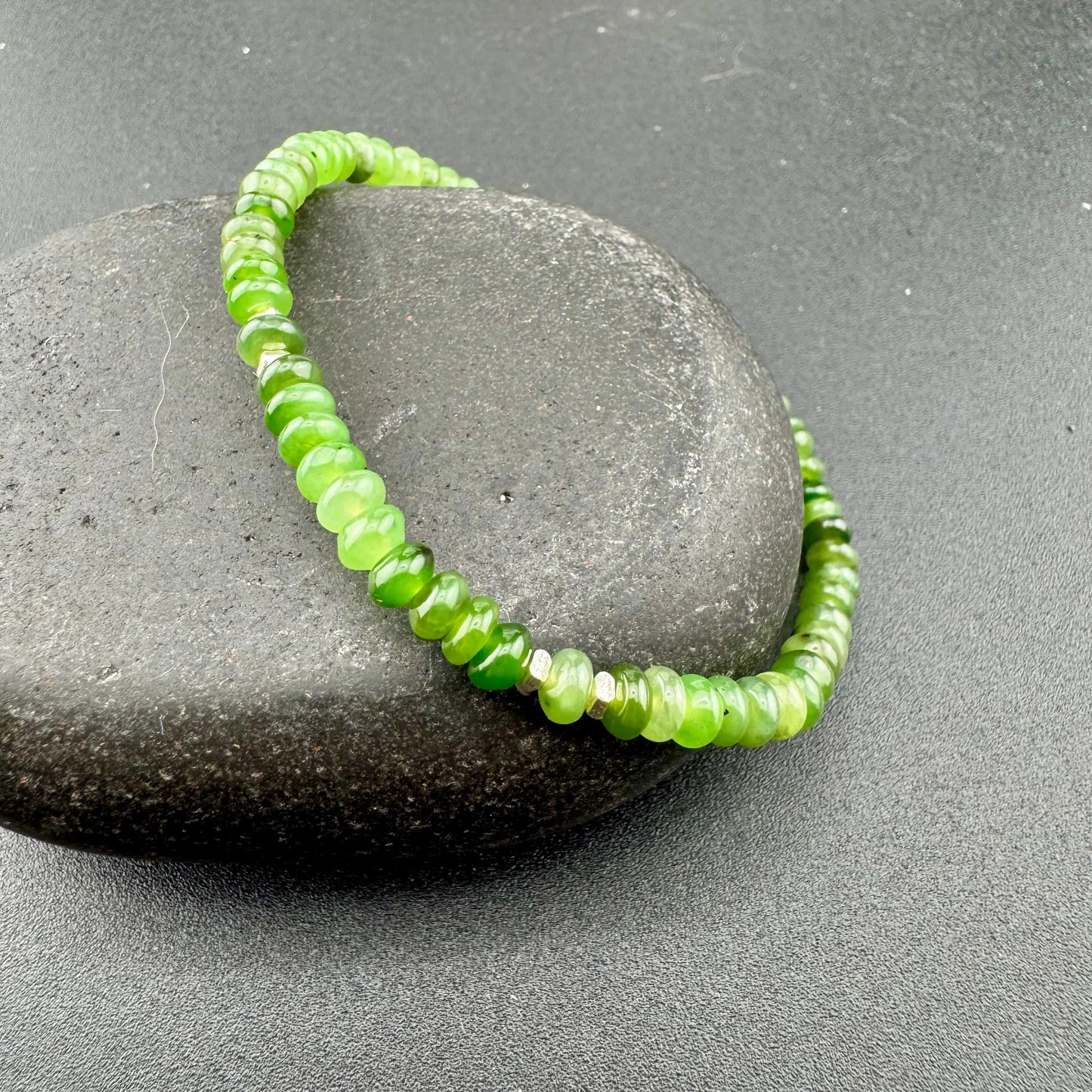 Stretch Russian Jade Bracelet, Stretch Beaded Bracelet, Natural Gemstone Jewelry, Handmade Bracelet