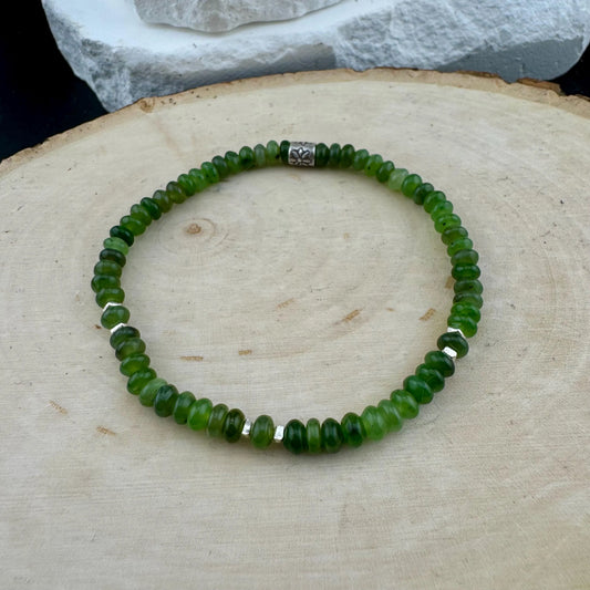 Stretch Russian Jade Bracelet, Stretch Beaded Bracelet, Natural Gemstone Jewelry, Handmade Bracelet