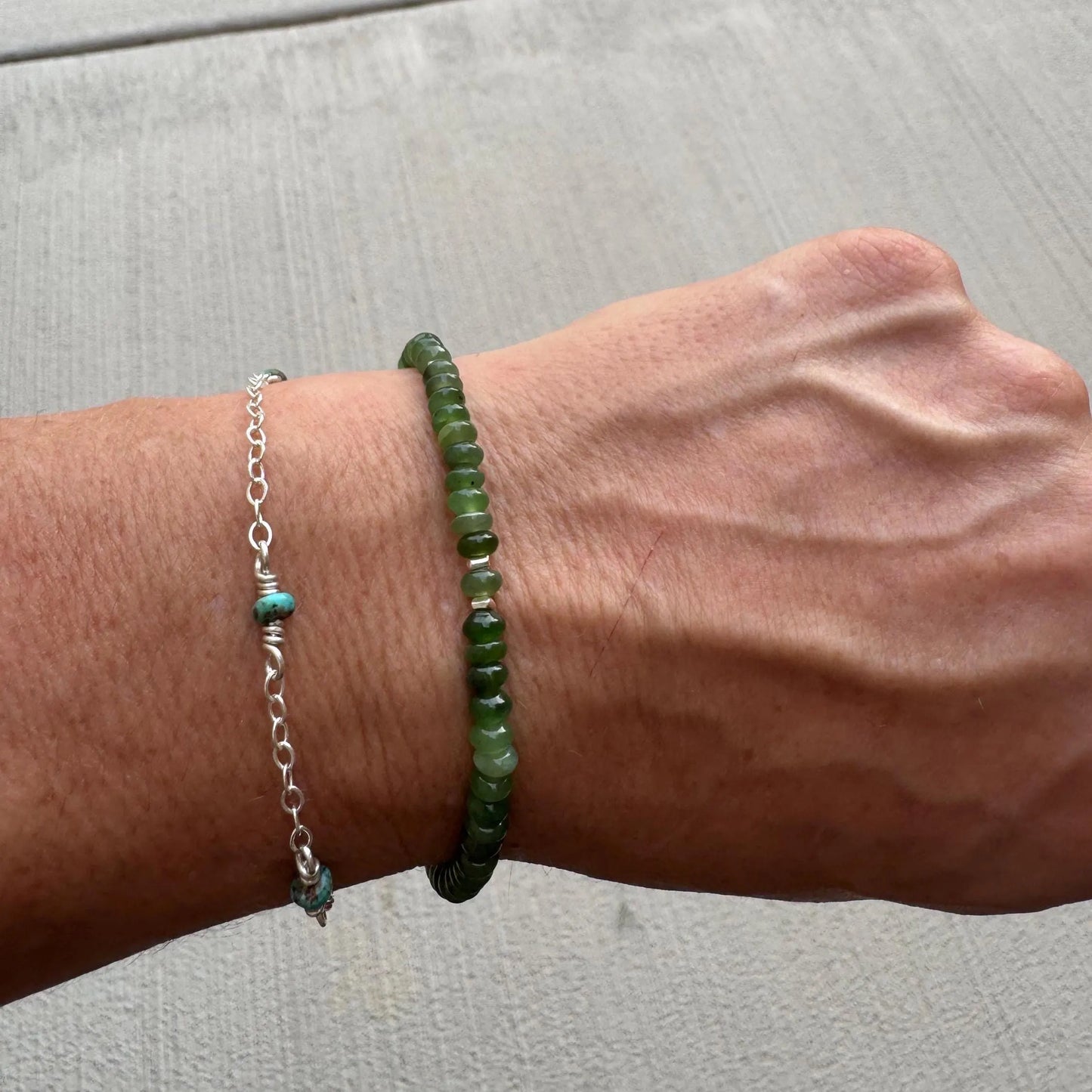 Stretch Russian Jade Bracelet, Stretch Beaded Bracelet, Natural Gemstone Jewelry, Handmade Bracelet