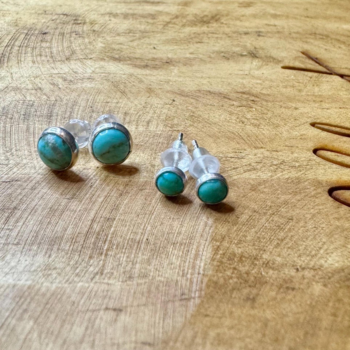 Kingman Turquoise Stud Earrings, Sterling Silver Posts, Minimalist Jewelry, Dainty 4mm or 6mm Earrings, Gift Idea