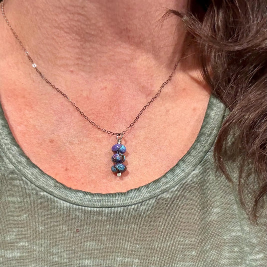 Mohave Purple Turquoise Sterling Silver Pendant Necklace - Gemstone Beaded Jewelry