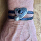Embossed Leather Wrap Bracelet with Silver Heart & Magnetic Clasp