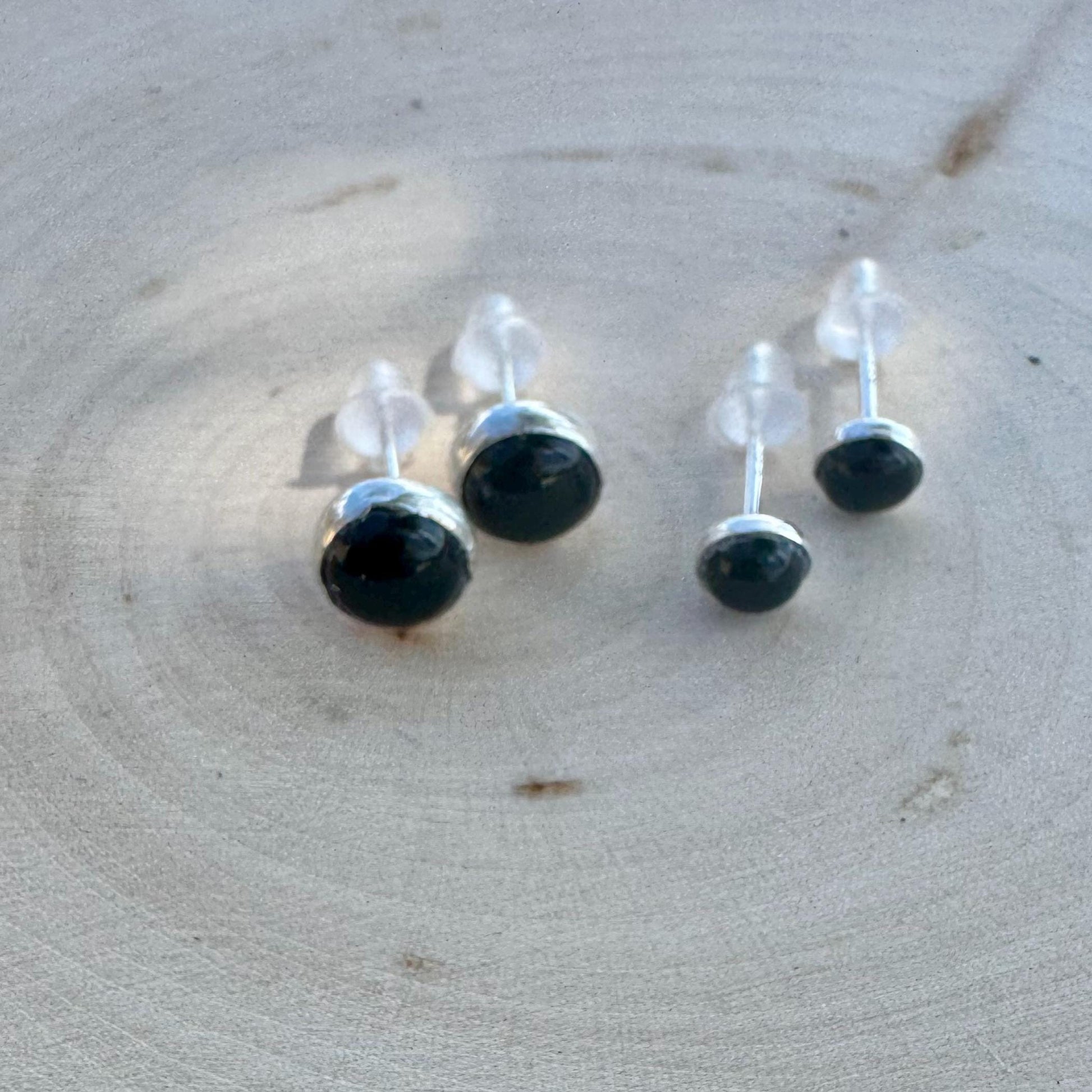 Black Onyx Stud Earrings, Sterling Silver Posts, Option 4mm or 6mm, Small Black Earrings, Onyx Jewelry, Versatile Earrings, Classic Earring