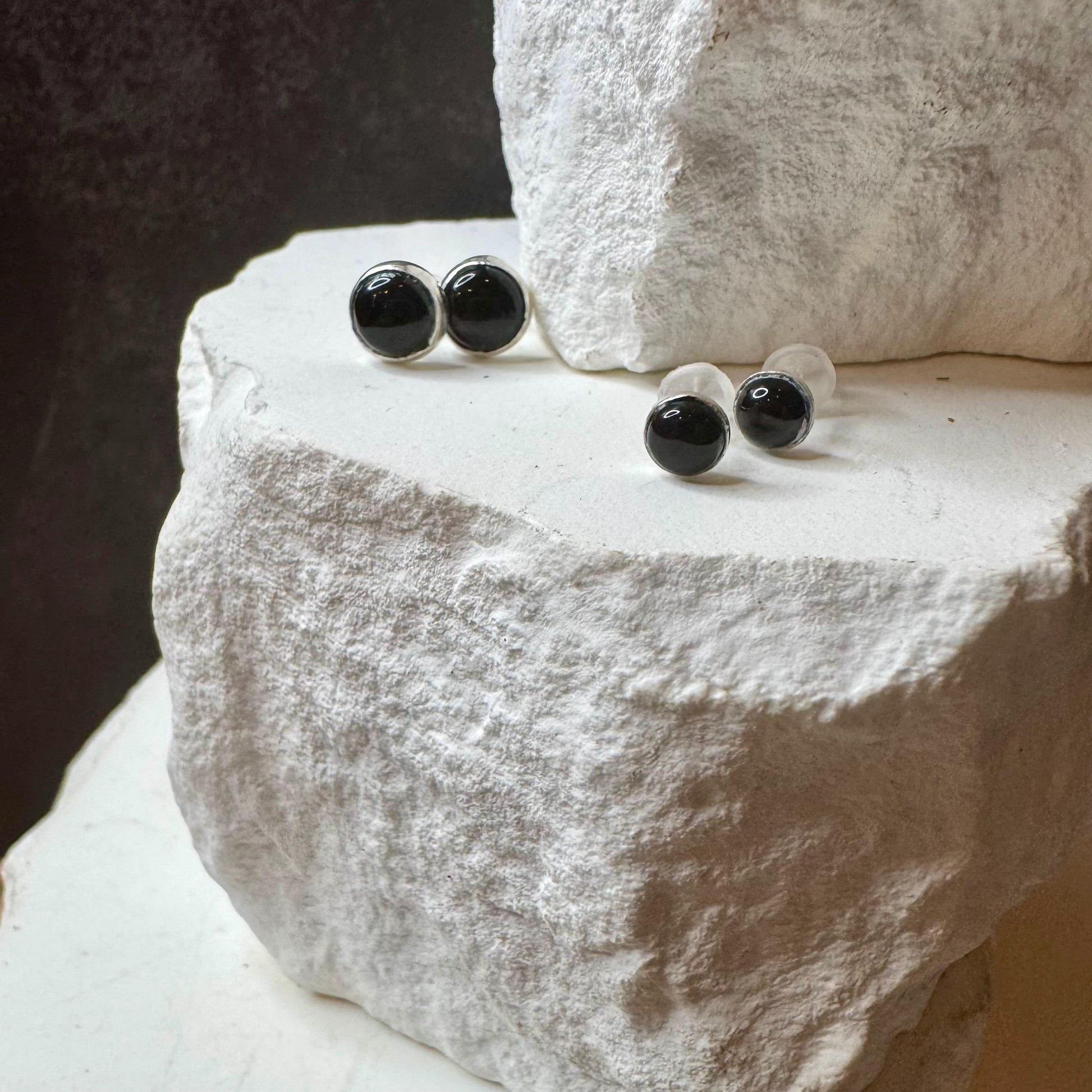 Black Onyx Stud Earrings, Sterling Silver Posts, Option 4mm or 6mm, Small Black Earrings, Onyx Jewelry, Versatile Earrings, Classic Earring