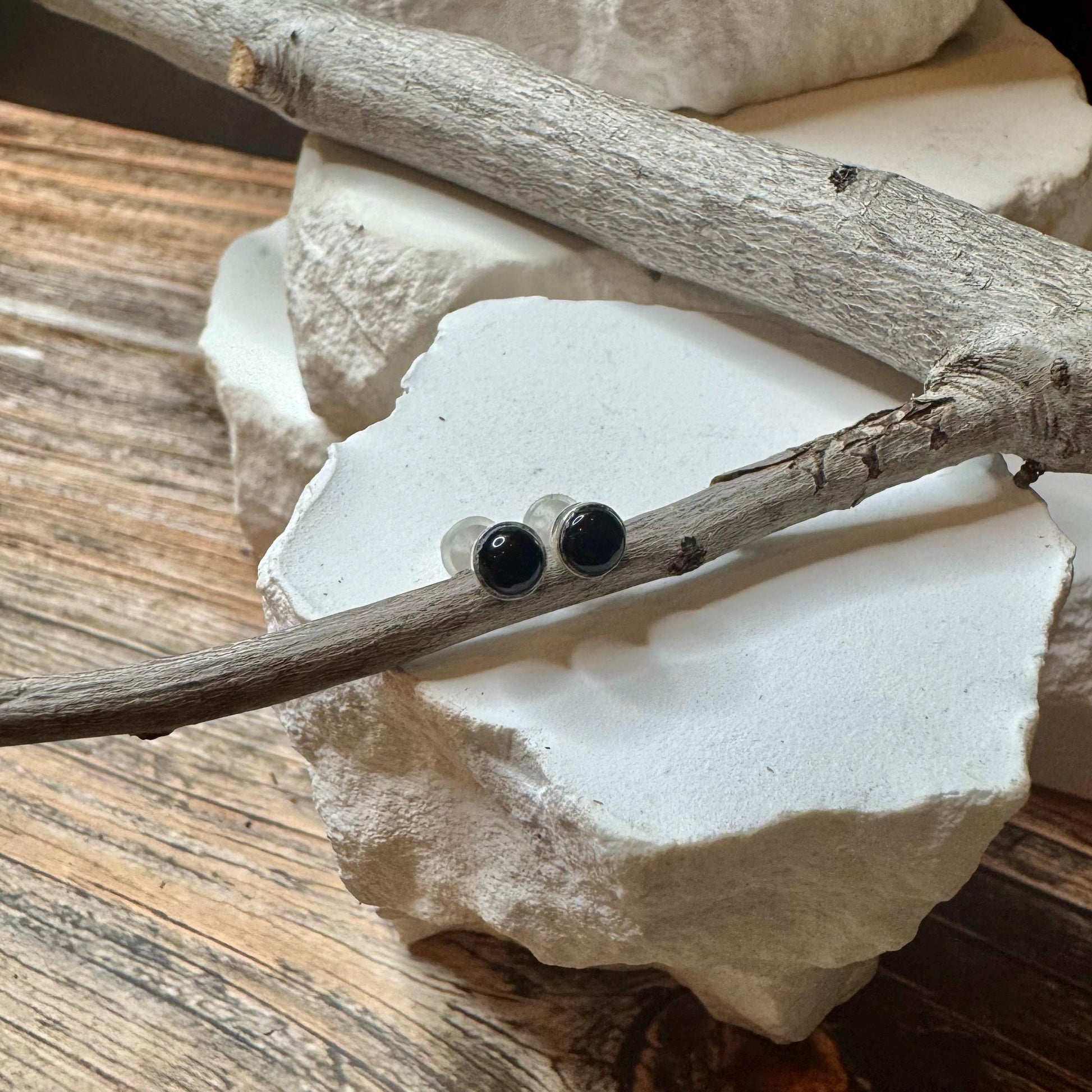 Black Onyx Stud Earrings, Sterling Silver Posts, Option 4mm or 6mm, Small Black Earrings, Onyx Jewelry, Versatile Earrings, Classic Earring